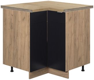 Eckunterschrank Fame-Line Schwarz gestreift 80.5 cm , AP Eiche Vicco