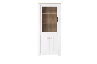 FORTE Elara Vitrine, Holzwerkstoff, Braun/Weiß, 76,9 x 185,5 x 42,2 cm