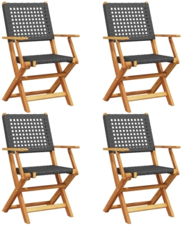 vidaXL Gartenstühle 4 Stk. Klappbar Schwarz Poly Rattan & Massivholz 3214556