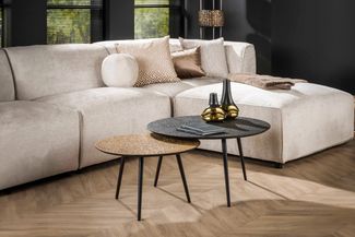 KAWOLA Couchtisch LAUCA Set 2-tlg. Metall schwarz / bronze rund 40 x 74 x 74 cm