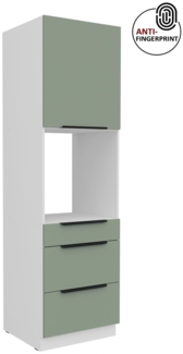 Küchen Hochschrank 60 cm Küche ARIA Aquamarin ultra matt + Weiss matt, hochwertige Fronten mit Anti Fingerprint Beschichtung, Soft-Close Küchenzeile Küchenblock