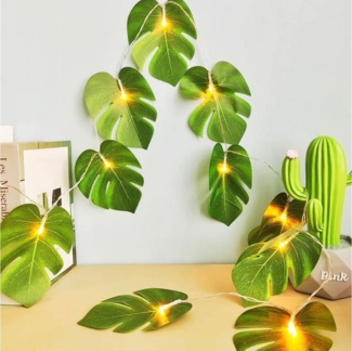 MUPOO LED-Lichterkette Künstlicher Palmenblättern/Efeu Blatt LED String Lights, Zwei künstliche Pflanzen verfügbar Girlande Lichterkette