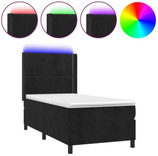 vidaXL Polsterbett mit Matratze & LED Schwarz 80x200 cm Samt