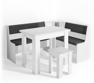 Eckbankgruppe Roman Weiß 150 x 120 cm mit Tisch Vicco
