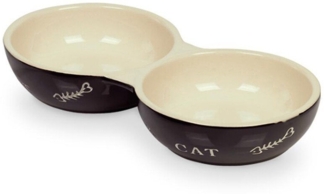 Nobby Napf-Set Katzen Keramik Doppelnapf Cat schwarz/beige