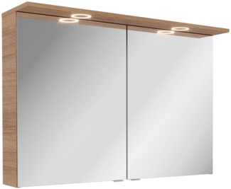 FACKELMANN VITA LED Spiegelschrank 100 cm breit, Braun hell