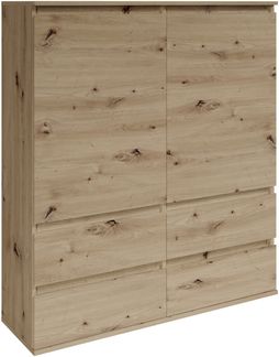 Highboard >Brest< 2 Türen, 4 Schübe, Artisan Dekor - 116x130x35cm (BxHxT)