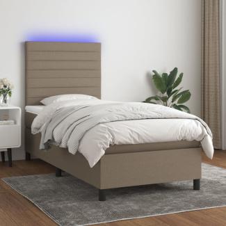 vidaXL Boxspringbett mit Matratze & LED Taupe 100x200 cm Stoff 3134937