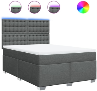 vidaXL Boxspringbett mit Matratze Dunkelgrau 140x190 cm Stoff 3292798