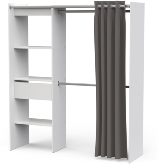 Vorhang-Schrank >CHICAGO< in weiß - 113,8x191,5x50cm (BxHxT)