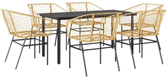 vidaXL 7-teiliges Garten-Esszimmerset Braunes Polyrattanglas 3334594