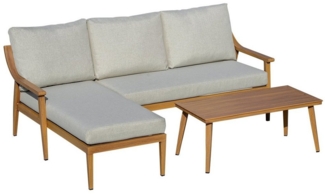 Outsunny Sitzgruppe 3-teiliges Gartenmöbel Set mit Chaiselongue Beistelltisch & Kissen, (Gartenmöbel, 3-tlg, Loungemöbel), Khaki+Natur 138B x 74,5T x 72H cm
