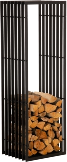 DELUKE® Kaminholzregal Metall PREMIUM - Innen und Aussen, Schwarz Brennholzregal innen Kaminholzständer Kaminholzhalter Feuerholzregal Aussen Holz stapeln Terrasse, 40x50x150cm