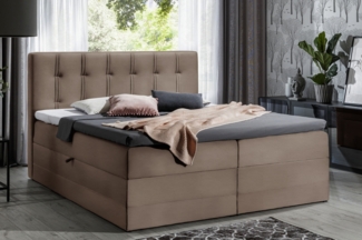 99rooms Hugo Boxspringbett Kunstleder SOFT 120x200 cm Hellbraun