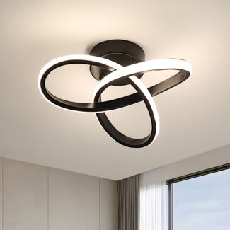 Goeco Moderne LED Deckenleuchte, 22W Schwarz Deckenlampe in Acryl-Schirm Spiralblumen-Design 4500K Neutrallicht für Wohnzimmer, Schlafzimmer, Küche, 25 x 25 x 12 cm