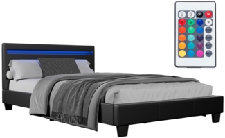 Juskys 'Verona' Polsterbett mit LED-Beleuchtung, Kunstleder, Schwarz, 120x200 cm, ohne Matratze