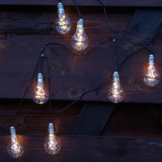 MARELIDA LED-Lichterkette Solar Lichterkette 10 transparente Glühbirnen Lichtsensor Garten, 50-flammig