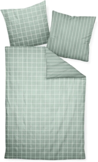 Janine Wendebettwäsche modernclassic 39025, Mako-Satin, 2 teilig, mit Reißverschluss, 100% Baumwolle, mit Karos und Streifen