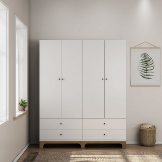 OTTO home Kleiderschrank Oslo Schlafzimmerschrank Garderobe weiß Landhaus Bestseller Schlafzimmerschrank mit 4 Türen und 4 Schubladen, Breite 160cm