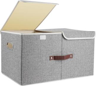 TYEERS Große Aufbewahrungsbox Stoff Faltbar Waschbar 55x33x30cm Grau