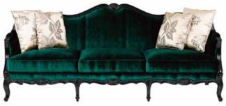 Casa Padrino Luxus Barock Sofa Grün / Schwarz - Prunkvolles Wohnzimmer Sofa - Barockstil Wohnzimmer Möbel - Luxus Möbel im Barockstil - Barock Einrichtung - Edel & Prunkvoll