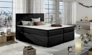 Stylefy Jupiter Boxspringbett Schwarz Kunstleder MADRYT 180x200 cm