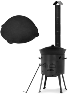 Ø36 Uchag 2mm stahl Utschak mit Schornstein Abzugsrohr Utschag Campingofen 12L Kazan Rund Kasan Feuerstelle Feldküche Außenküche Eintopfofen Gulaschkanone