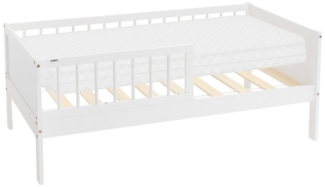 ML-DESIGN Jugendbett Bodenbett Juniorbett inkl. Lattenrost Einzelbett für Kinder Kinderbett, Junior-Bett mit Rausfallschutz & Matratze Bettrahmen aus MDF / Kiefer