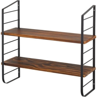 Wandregal 2 Böden Holz MDF Hängeregal Metall naturfarben/schwarz 60cm mDesign