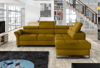 Stylefy Aventine Ecksofa Velours Gelb Rechts