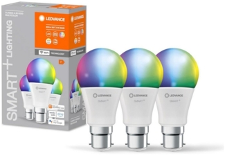 LEDVANCE SMART+ WiFi Classic Mehrfarbig 230V RGBW FR B22D TRIPLE PACK