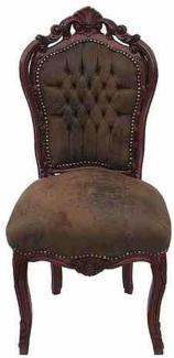 Casa Padrino Barock Esszimmer Stuhl Braun / Braun Lederoptik