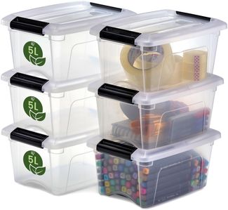 Iris Ohyama, Aufbewahrungsboxen mit Deckel, Kunststoffboxen, Plastikbox, Box mit Deckel, 5L, 6er Pack, Transparent, 100% recycelter Kunststoff, Verschlussclips, Stapelbar, BPA-frei, NTB-5