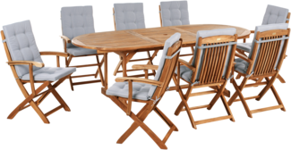 Gartenmöbel Set 8-Sitzer MAUI PREMIUM Akazienholz Hellgrau