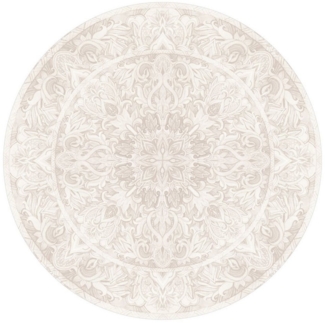 Bilderdepot24 Teppich Vinyl Wohnzimmer Schlafzimmer Flur Küche Mandala modern, rund - beige glatt, nass wischbar (Küche, Tierhaare) - Saugroboter & Bodenheizung geeignet
