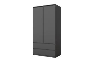 Furnica Kleiderschrank Joelle Anthrazit Grau, 2 Türen und 2 Schubladen H180cm B90cm T50cm