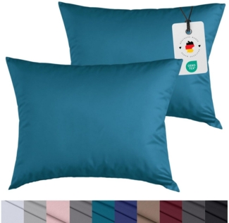 Carpe Sonno Kissenbezug 40x40 40x80 80x80 80x40 2er Set Kissenhülle Mikrofaser Kissenbezug, (2 Stück), Kopfkissenbezug 40 x 40 cm, Uni Petrol einfarbig