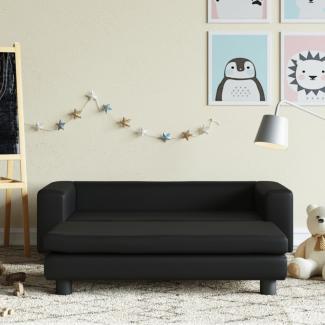 vidaXL Kindersofa mit Hocker Schwarz 100x50x30 cm Kunstleder 3196414