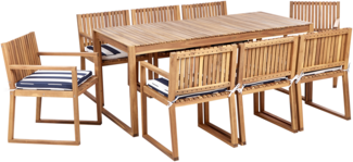 Essgruppe für 8 Personen SASSARI II Zertifiziertes Akazienholz 180x90x75 cm Marineblau