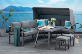 Mandalika 'Sheffield' Dining-Ecklounge 3-in-1, mit Sonnendach, grau/anthrazit