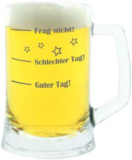 montana: Bierseidel, Guter Tag! Schlechter Tag! Frag Nicht!, Bierkrug, Geschenk Stimmungsglas mit lustiger Gravur, Mood Bier Glas, 500 ml