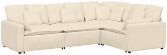 vidaXL Modulares Sofa mit Kissen Cordstoff Creme 3321169