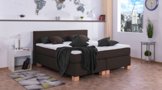 Meisterbetten Boxspringbett Vita 160x220 in W-Dark Brown, Matratzenbezug Nano, Komfortschaum-Topper