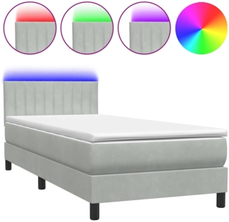 vidaXL Boxspringbett mit Matratze Hellgrau 80x220 cm Samt 3317097