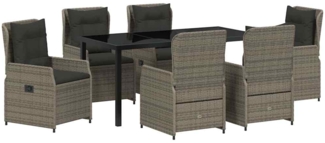 vidaXL Garten Essgruppe 7 pcs Grau Poly-Rattan 3380957