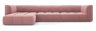 Micadoni Modulares Ecksofa Serena 5-Sitzer Samtstoff, Rosa, Links