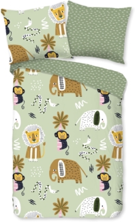 Good Morning Kinder Baby Bettwäsche 100x135 Chuck Tiere Wild Safari grün 10127