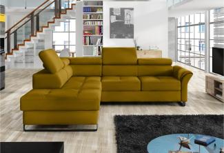 Stylefy Aventine Ecksofa Velours Gelb Links