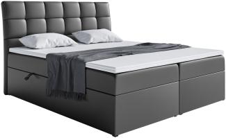MEBLINI Boxspringbett DRAGO 180x200 cm mit Bettkasten - H4/Schwarz Kunstleder Polsterbett - Doppelbett mit Topper & Taschenfederkern-Matratze