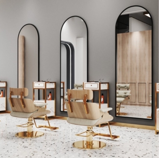 WDWRITTI Wandspiegel groß für Friseurladen Hotel Garderobe & Flur Schlafzimmer Wohnzimmer (Spiegel Schwarz Weiß, 1-St, 180x80, 160x50, 150x50), Alurahmen, 5mm HD Umweltschutz Spiegel, Explosionsgeschutz